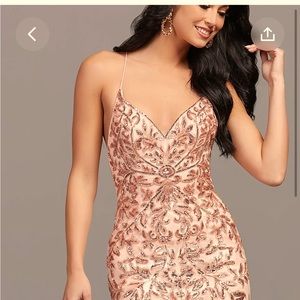 Rose Blush Sequin Homecoming Dress 8